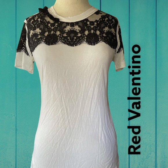 RED Valentino Tops - Red Valentino Lace Short Sleeve Tee